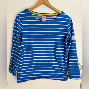 Women’s Joules 3/4 sleeve top mariners jersey striped blue and white size 8